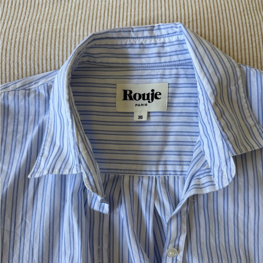 Rouje Esteve shirt Light Blue Striped Button Down Shirt 36 - Picture 9 of 13